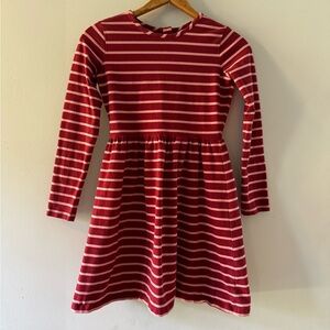 HANNA ANDERSSON Red Pink, striped long sleeve dress, sz 140 / 10, cotton spandex